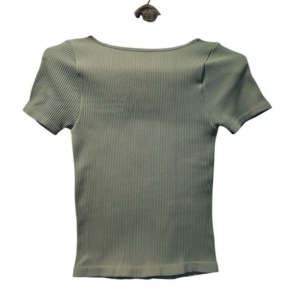 NWT Free People XYZ Recycled Baby Tee Green XL - Picture 6 of 6